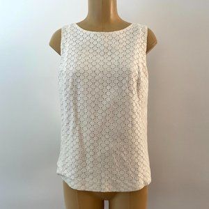 Loft Sleeveless White Lace Shirt